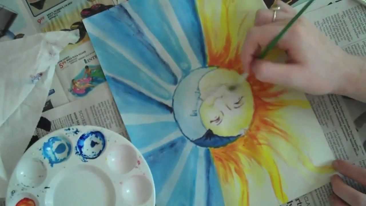 1280x720 Sun And Moon Speed Painting - Sun And Moon Painting