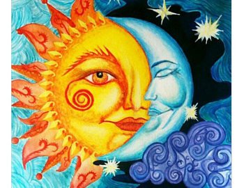 340x270 Sun Moon Painting Etsy - Sun And Moon Painting