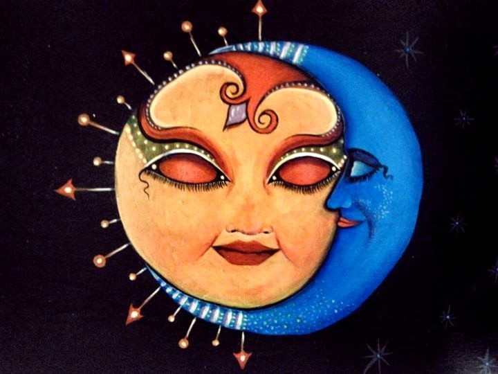 720x540 Vicki Myers Artwork Sun Moon Original Painting Acrylic - Sun And Moon Painting