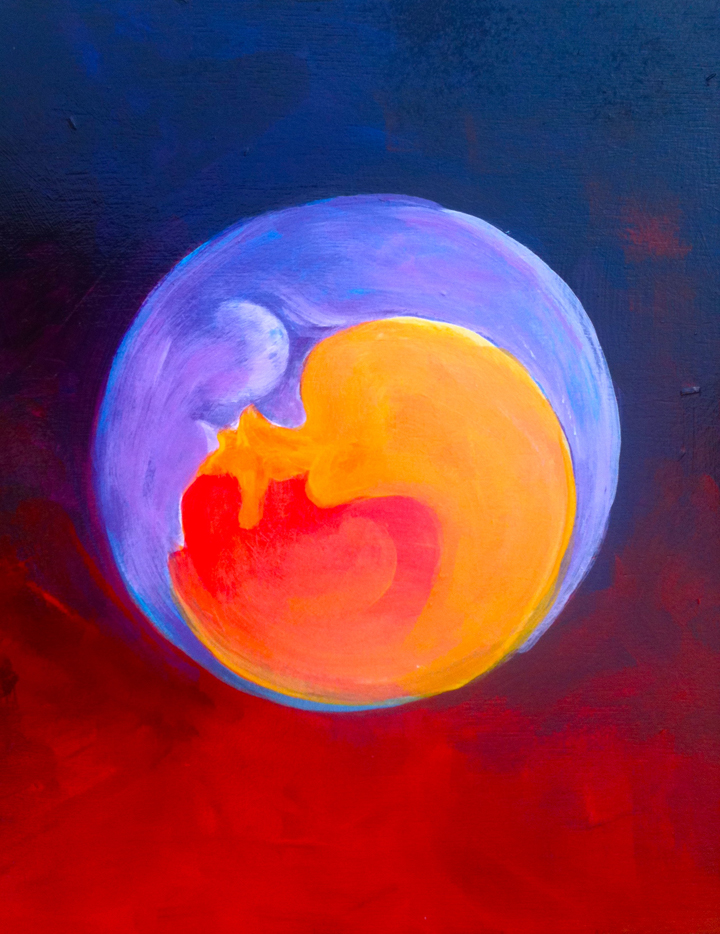720x934 Karen Watson Art When The Moon Kissed The Sun - Sun And Moon Painting