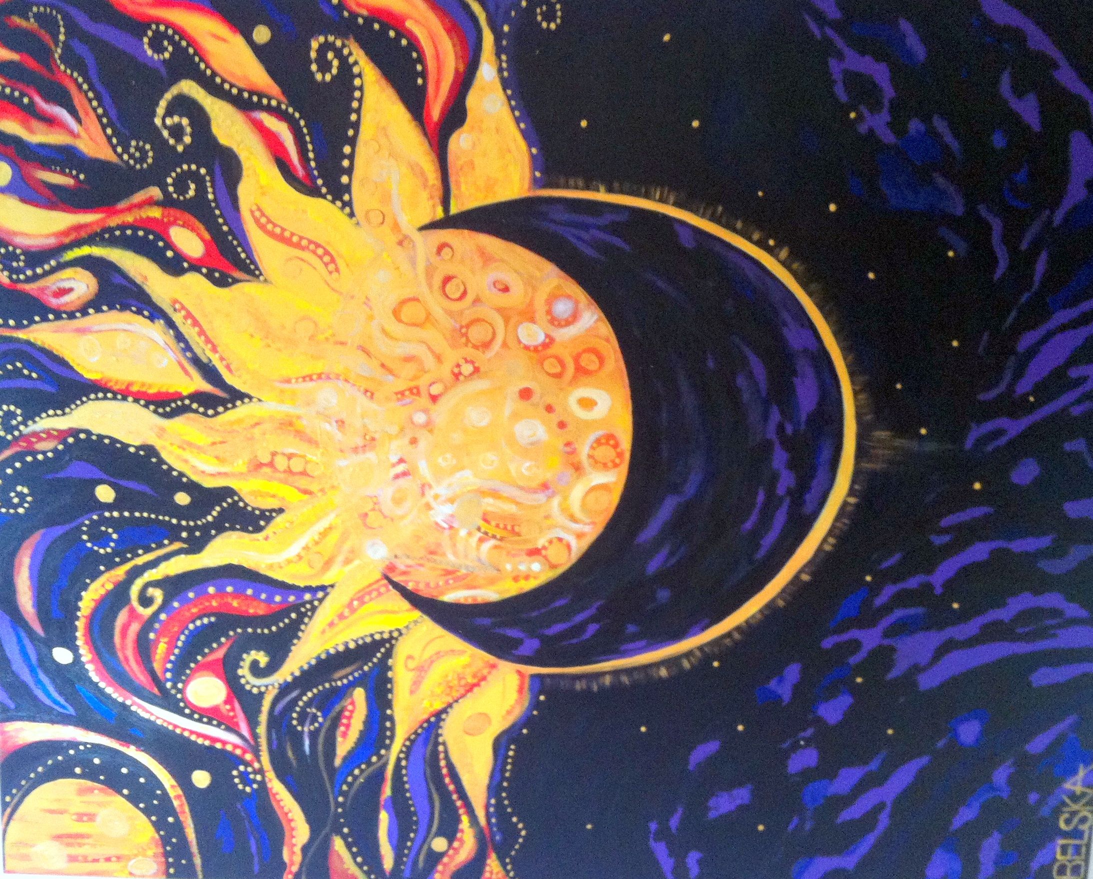 Painting Of The Sun Paintings (Originals) For Sale Sun Moon - Sun And Moon Pain...