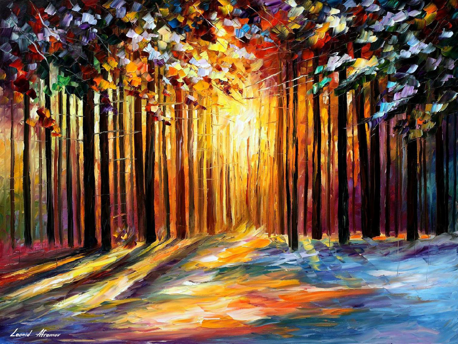 1507x1133 Sun Of January 3 Palette Knife Oil Painting On Canvas By Leonid - Sun Canvas Painting