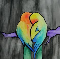 236x235 Sun Conure Parrot Abstract Stylized Bird Painting By Blackbrdart - Sun Conure Painting