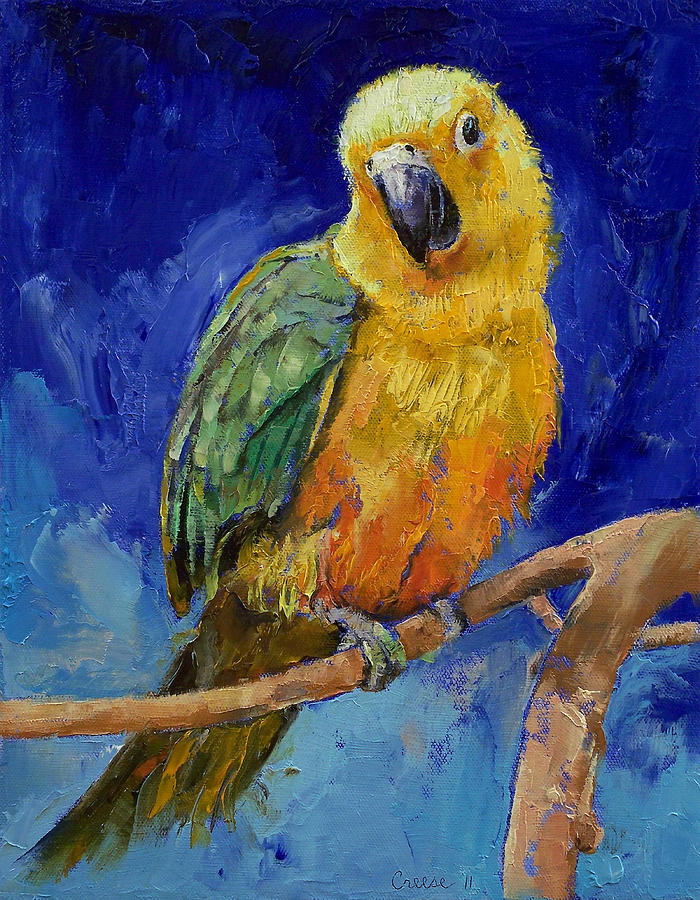 700x900 Jenday Conure Painting By Michael Creese - Sun Conure Painting