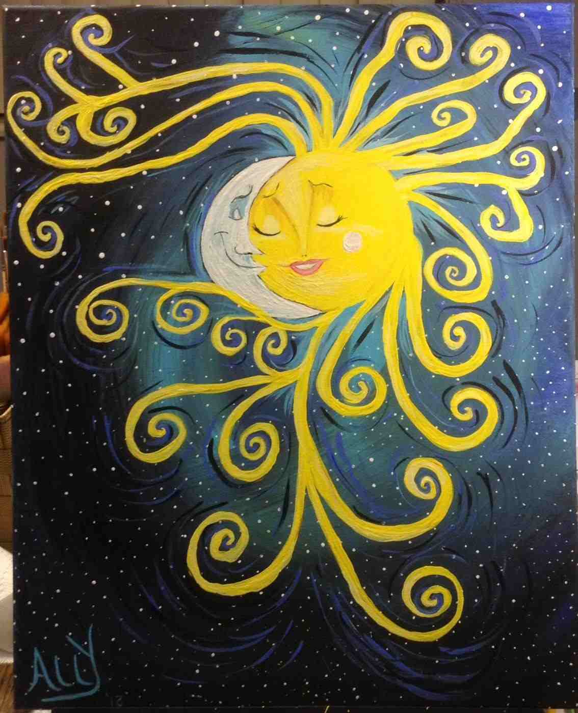 1134x1400 Sun Moon Paintings - Sun Moon Painting