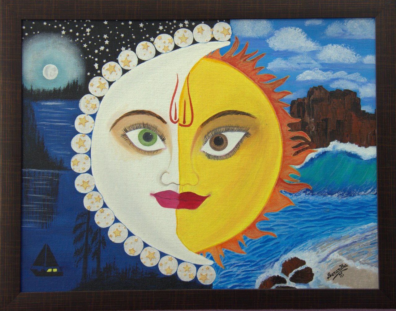 1280x1007 Buy Elements Of Nature Handmade Painting By Sarandha D L. Code - Sun Moon Painting