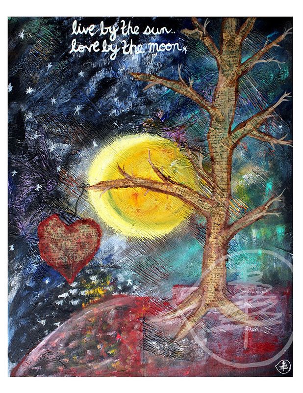 618x800 Live By The Sun, Love By The Moon Art Moon - Sun Moon Painting