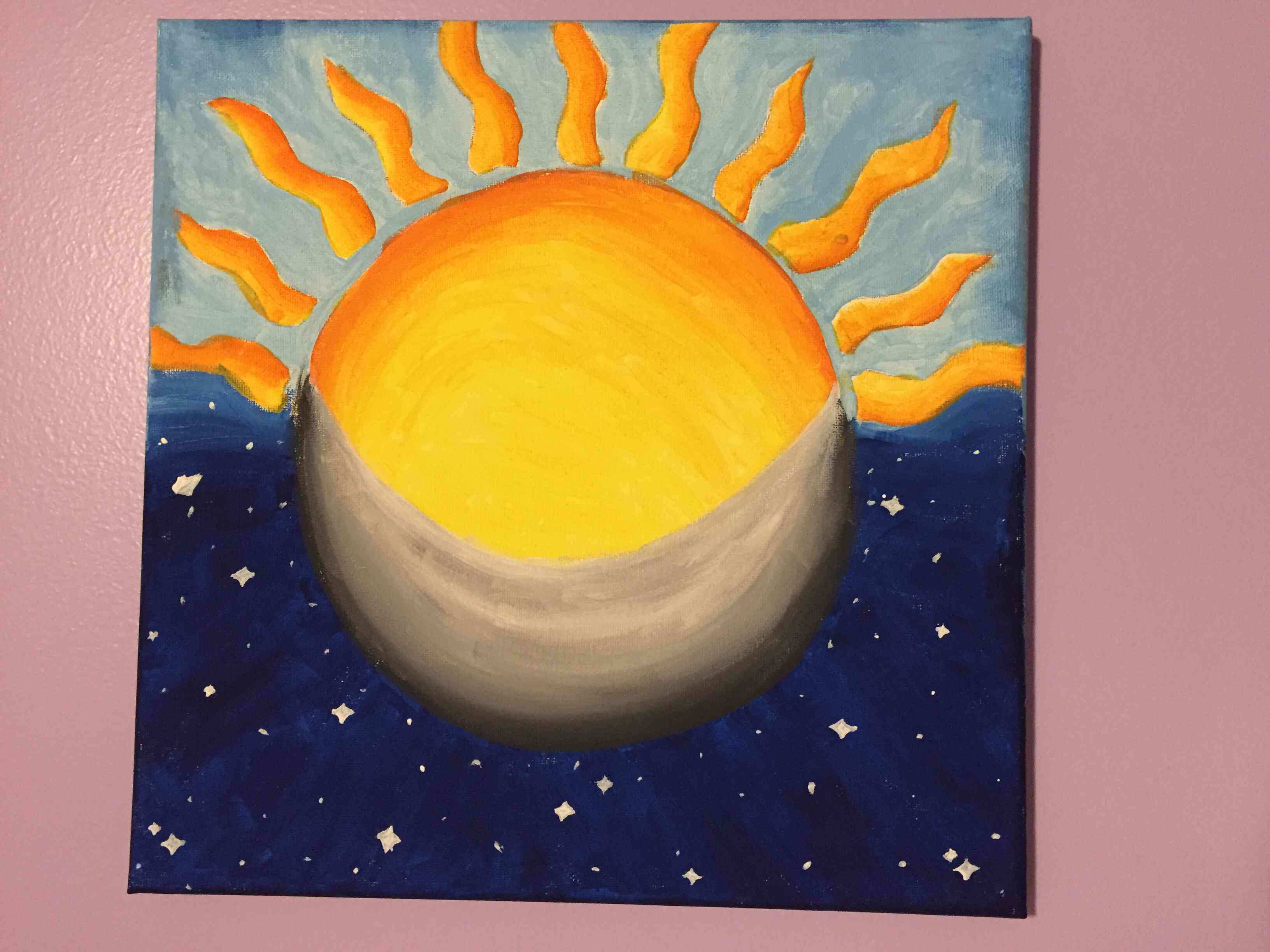 3264x2448 Moon And Sun Painting - Sun Moon Painting