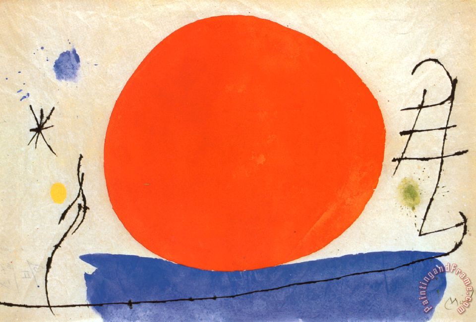 960x650 Joan Miro The Red Sun Painting - Sun Painting