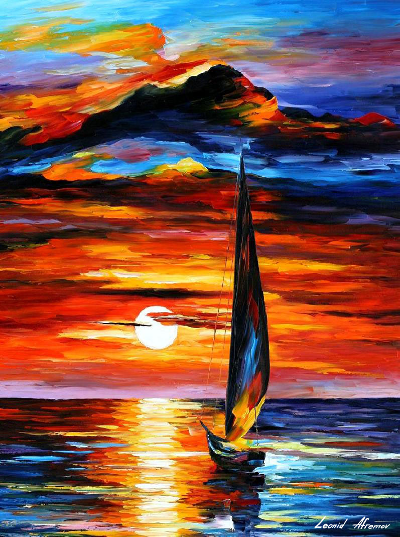 797x1069 Leonid Afremov, Oil On Canvas, Palette Knife, Buy Original - Sun Painting