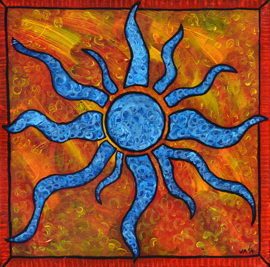 899x888 Blue Sun Painting By Mad Willy - Sun Painting