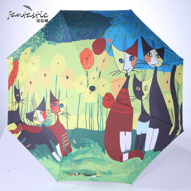 640x640 Fantastic Oil Painting Sun Uv Protection Rain Foldable Umbrella - Sun Painting For Kids