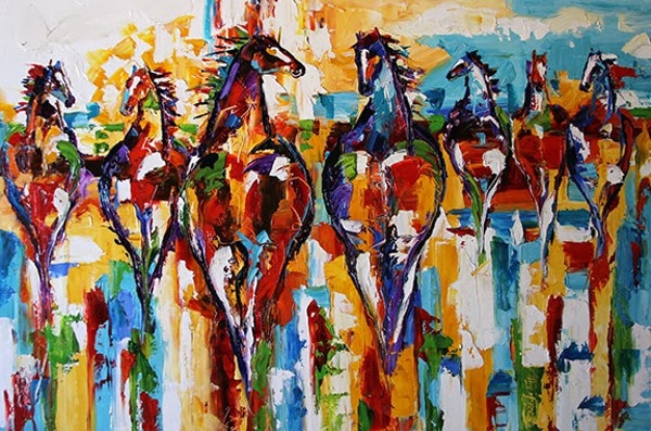 600x397 Seven In The Sun, Horse Paintings By Texas Artist Laurie Pace By - Sun Painting Texas