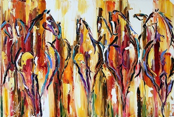 600x404 Blaze Of Glory, Morning Sun Contemporary Horse Paintings By Texas - Sun Painting Texas