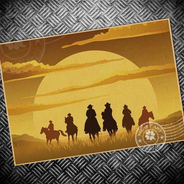 640x640 Vintage Poster Old Usa Texas West Sun Cowboy Painting Retro Home - Sun Painting Texas