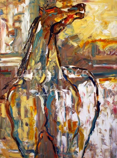 450x608 Desert Sun 30 X 40 Abstract Contemporary Equine Art Horse Oil - Sun Painting Texas
