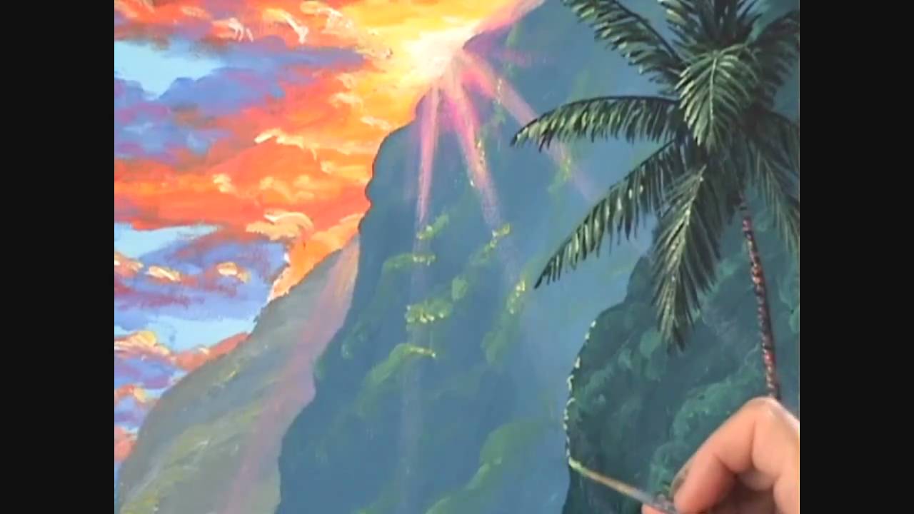 1280x720 How To Paint Sunlight Sunset Painting Class Instruction Acrylics - Sun Rays Painting