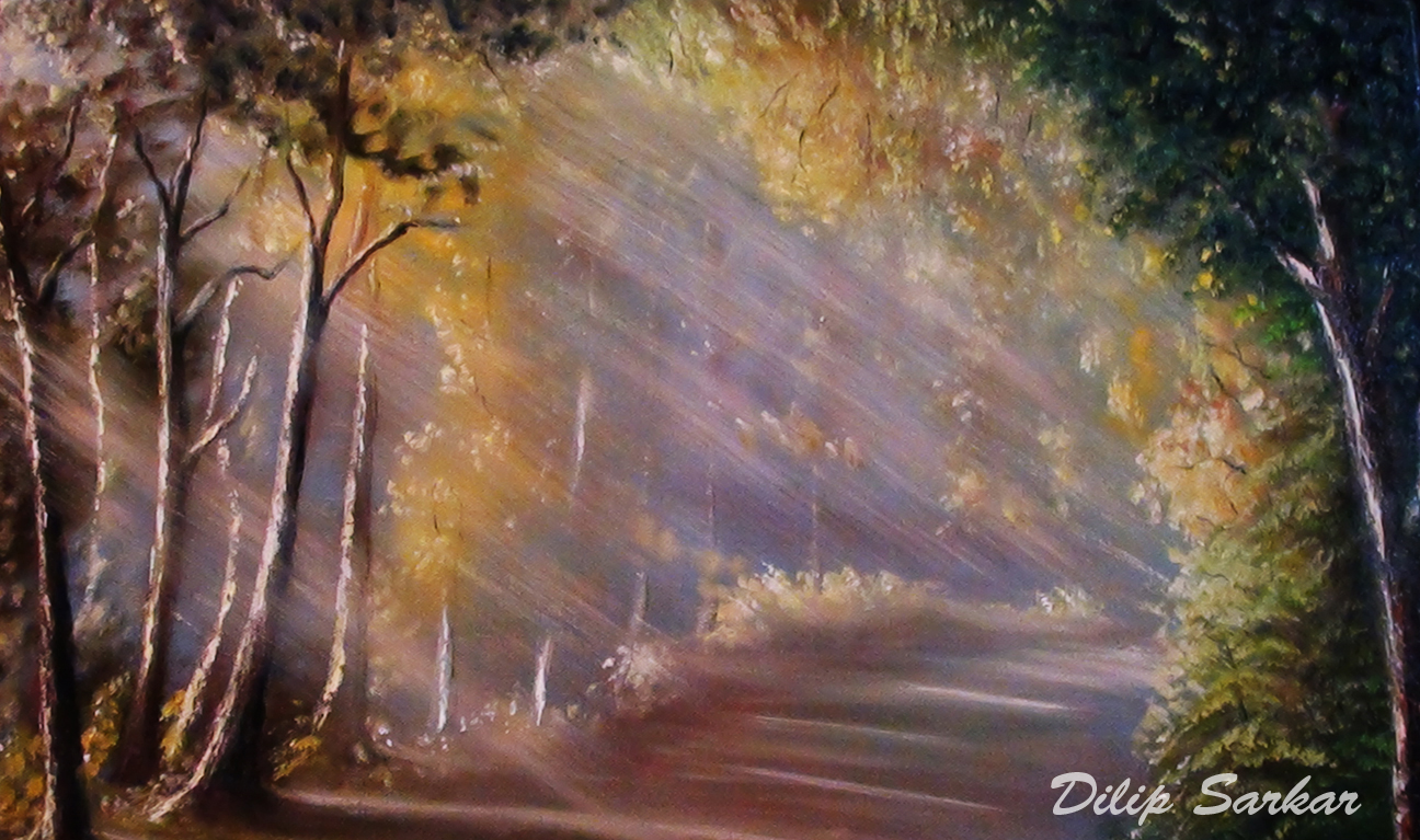 1296x767 Oil Painting For Beginners Beautiful Sun Rays In Forest Oil - Sun Rays Painting