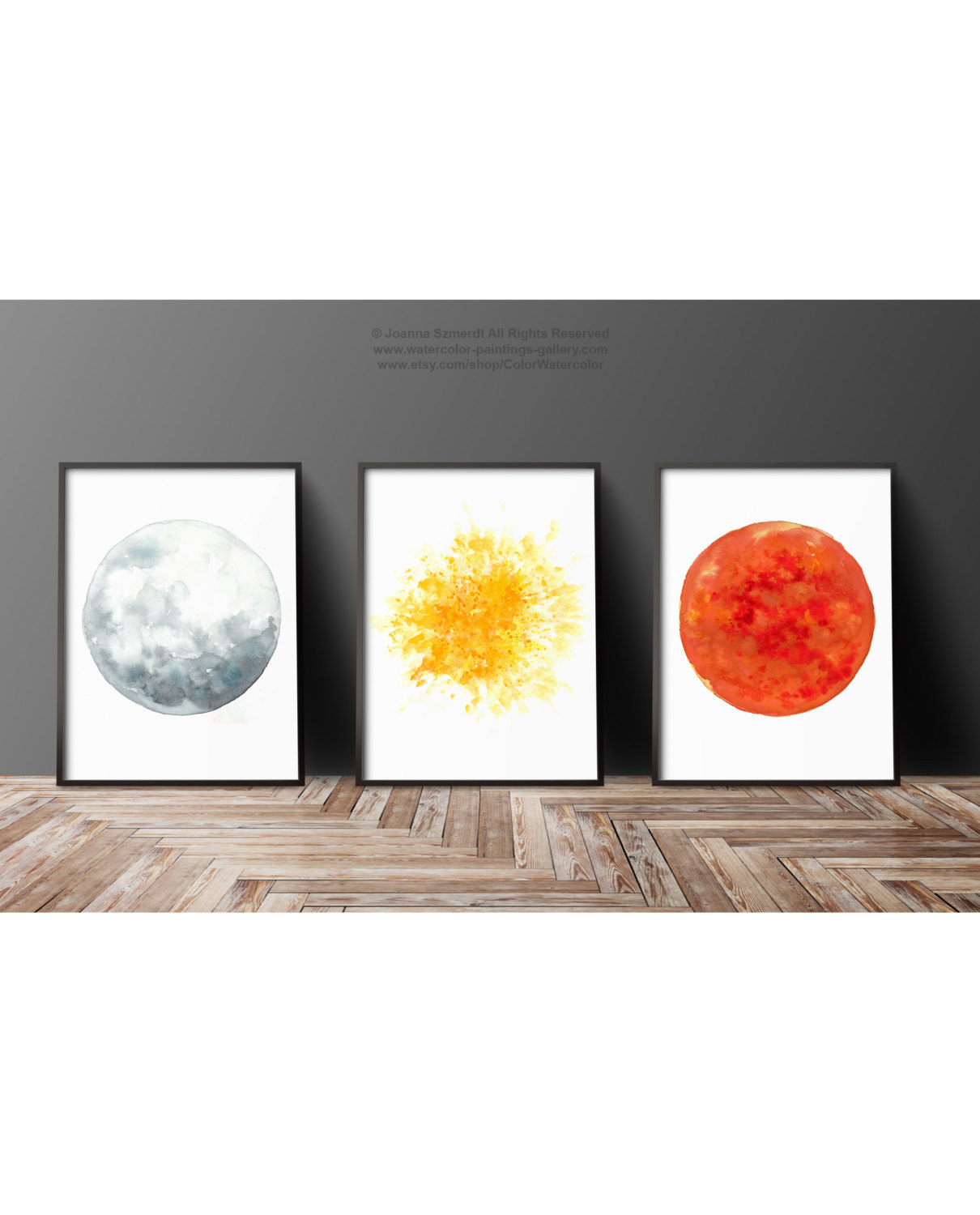 1210x1500 Silver Moon Yellow Star Red Orange Sun Watercolor Painting - Sun Watercolor Painting