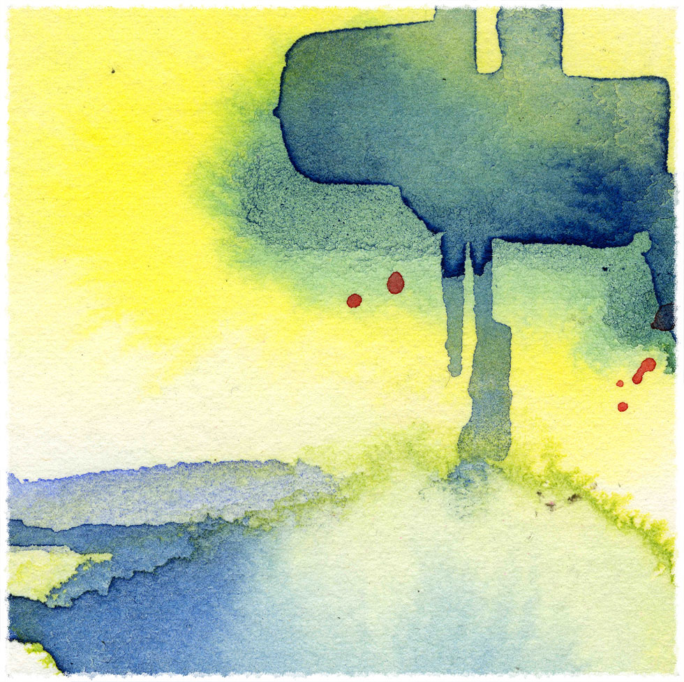 980x977 Sun S Roaring Abstract Landscape Watercolor Painting - Sun Watercolor Painting