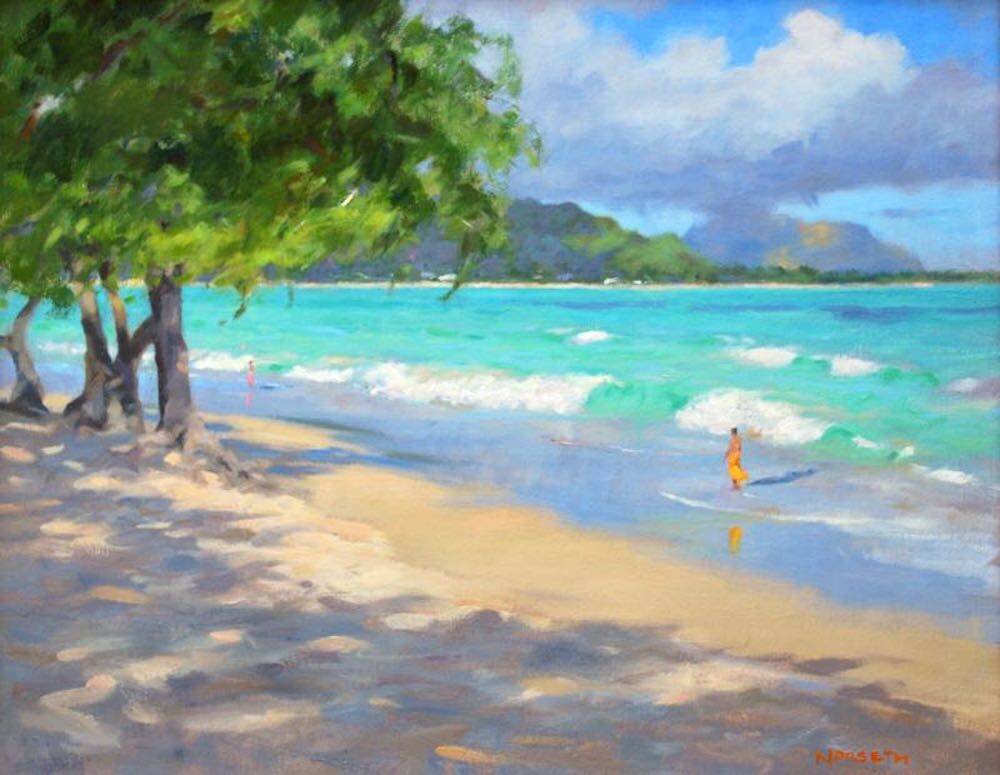 1000x775 Mark Norseth Original Oil Painting Kailua Sun And Shadows - Sun Watercolor Painting