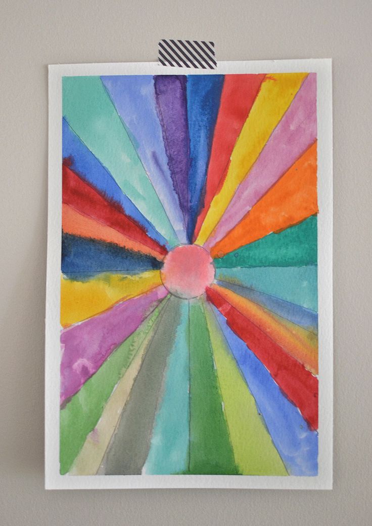 736x1039 Sunburst Paintings Make Art With A Ruler Paintings, Craft - Sunburst Painting