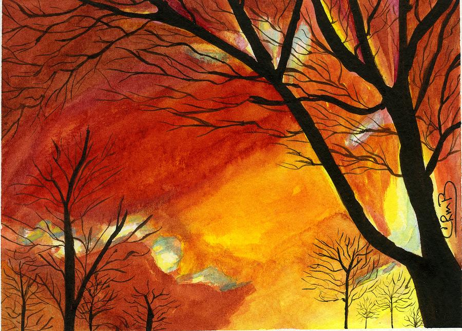 900x645 Winter Sunburst Painting By Candace Bailly - Sunburst Painting