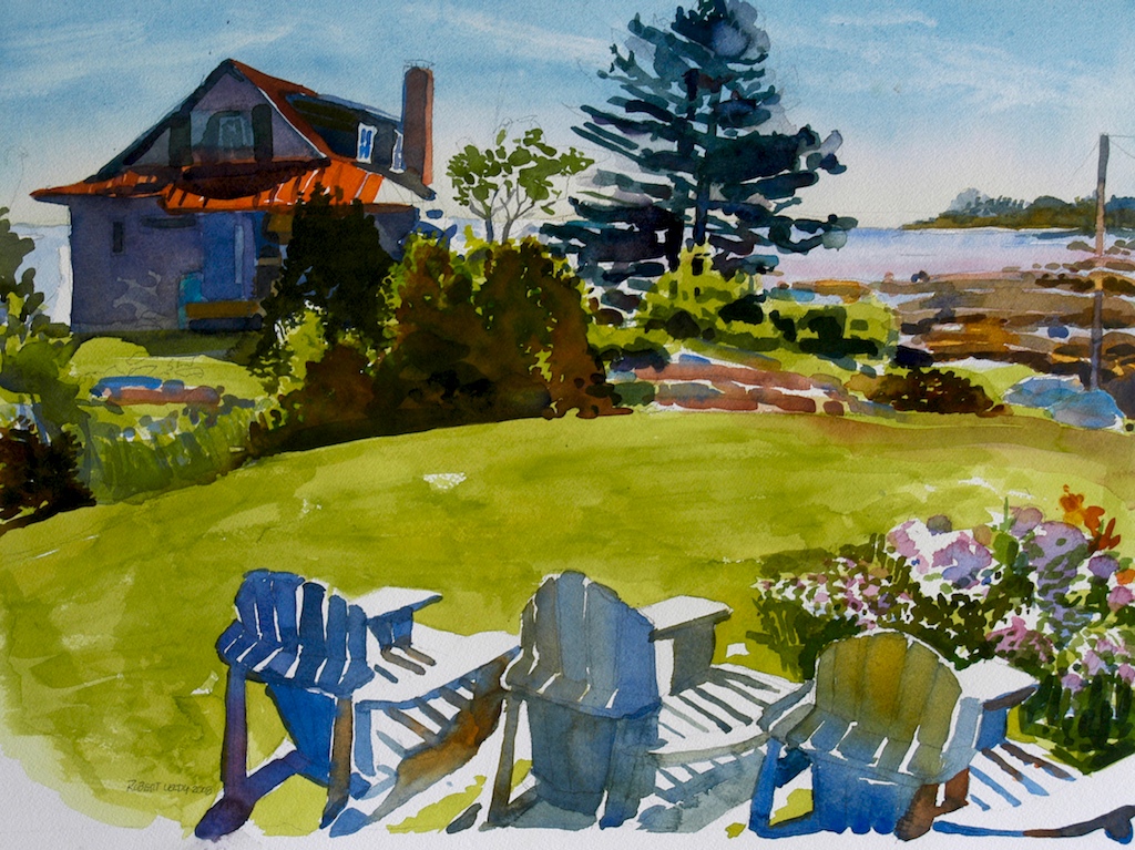 1024x767 Maine A Sunday Morning Painting Robert Leedy Watercolors - Sunday Morning Painting