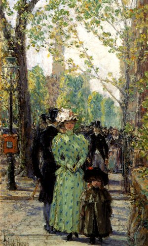300x500 Sunday Morning 1897 People Walking Park American - Sunday Morning Painting