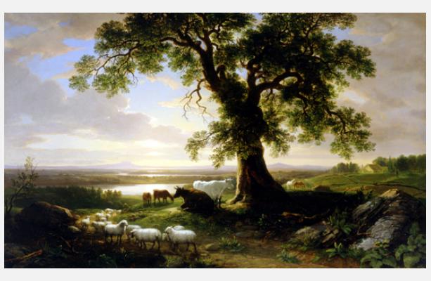 613x400 New York Historical Society The American Landscapes Of Asher B - Sunday Morning Painting By Asher Durand