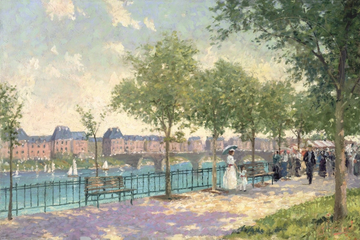 1200x802 Sunday Stroll Limited Edition Art The Thomas Kinkade Company - Sunday Painting