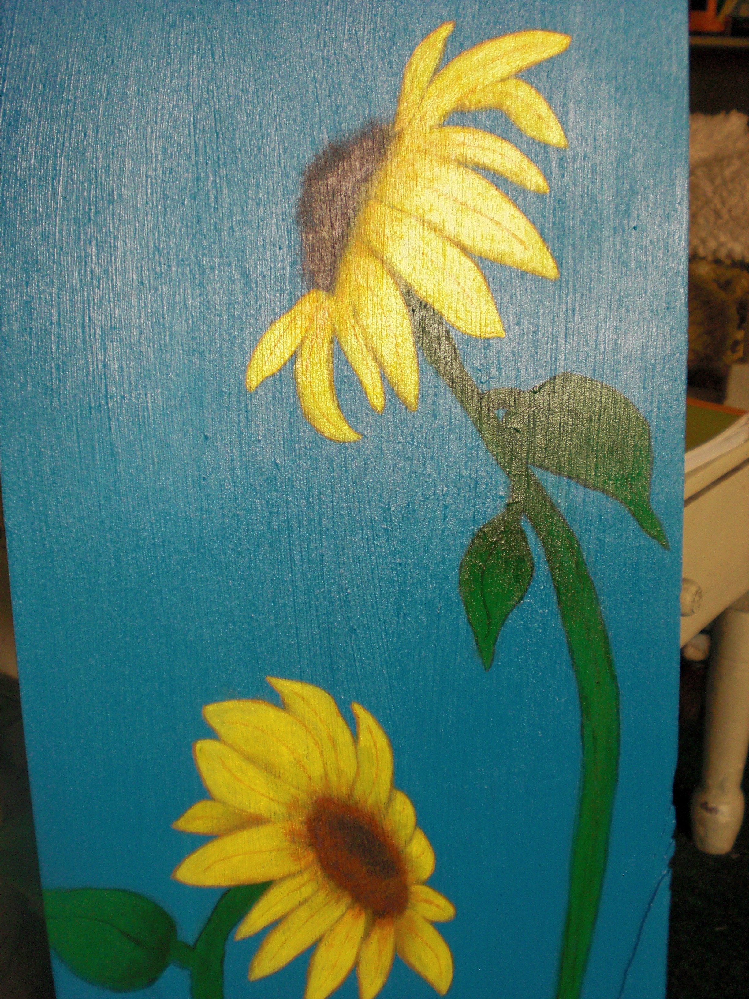 2448x3264 Sunflowers Black Eyed Susan Acrylic On Wood Artbymichelle - Sunflower Acrylic Painting