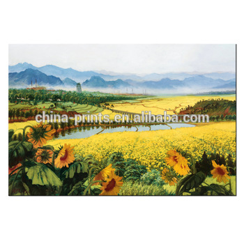 350x350 Rural Pastoral Scenery Canvas Print Sunflower Canvas Printing - Sunflower Canvas Painting