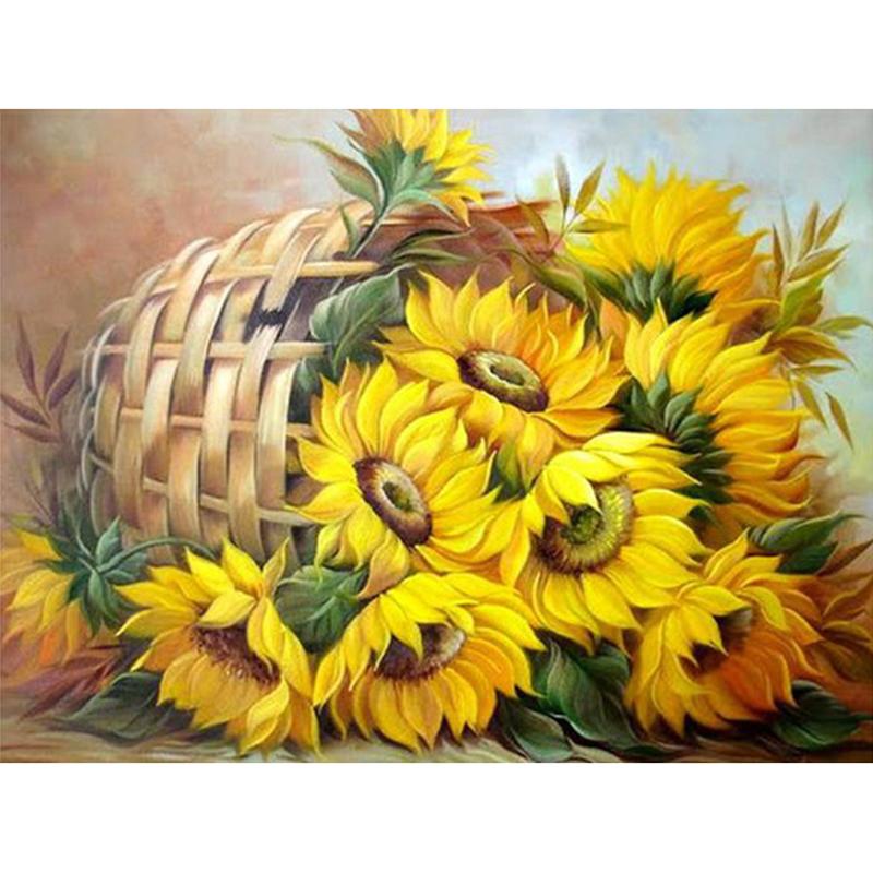 800x800 Sunflower Basket - Sunflower Canvas Painting