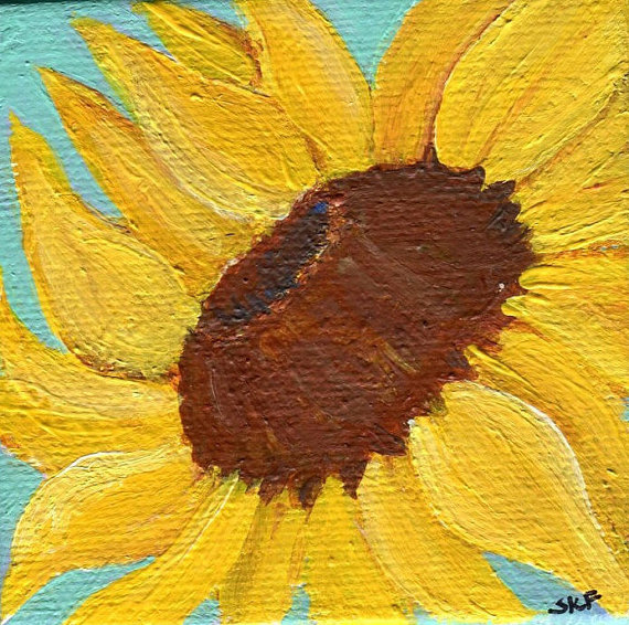570x566 Sunflower Mini Canvas Painting Acrylic Painting Canvas Art - Sunflower Canvas Painting