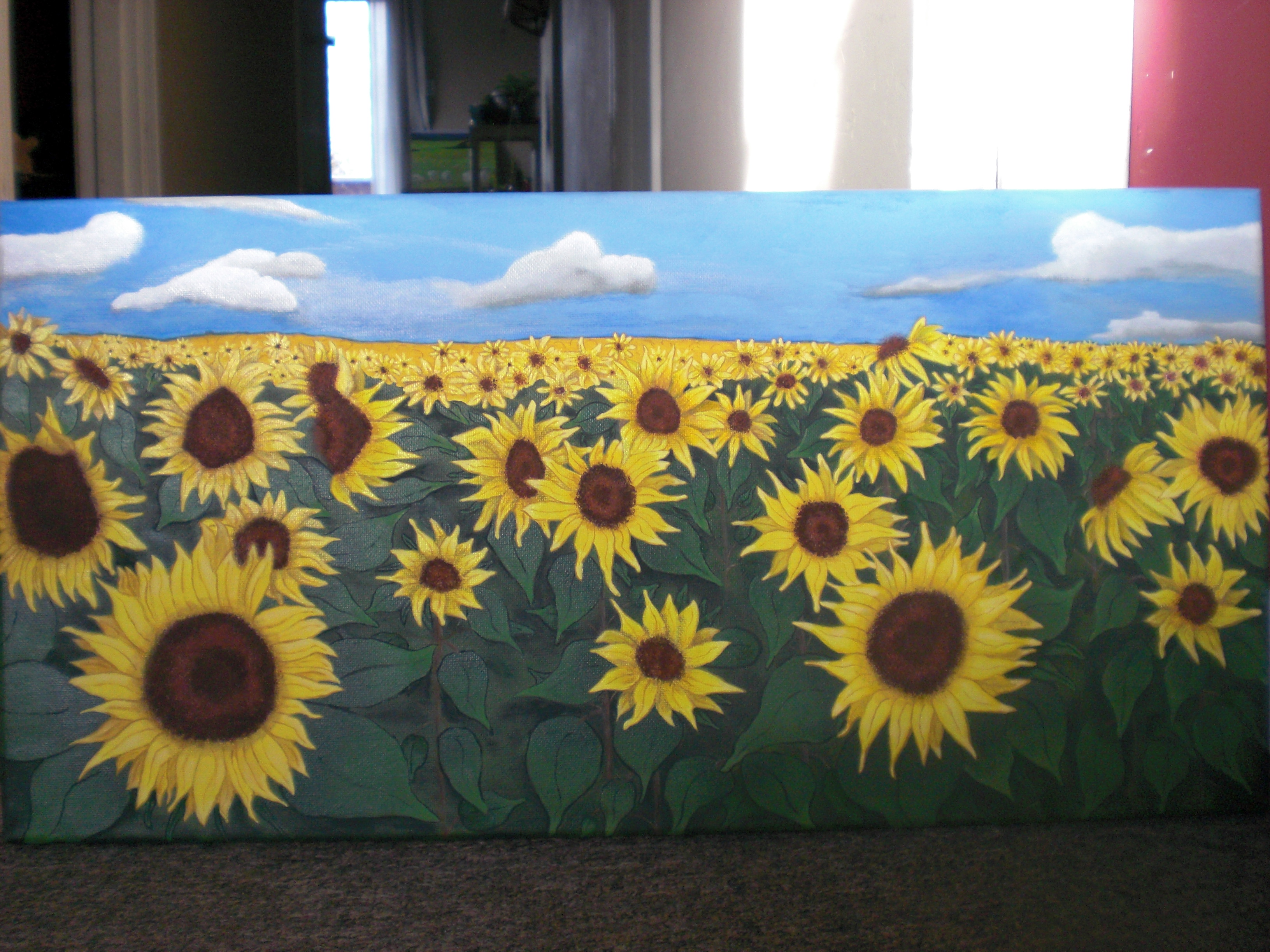 3264x2448 Sunflower Field Painting Artbymichelle - Sunflower Field Painting