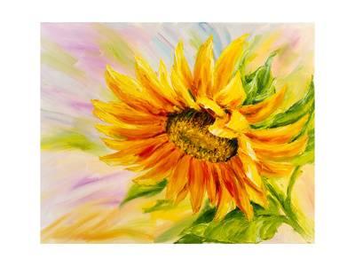 400x300 Sunflower, Oil Painting On Canvas Art Print By Valenty - Sunflower Oil Painting