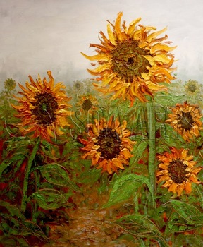 288x350 Modern Still Life Flower Oil Painting Handmade Sunflower Painting - Sunflower Oil Painting
