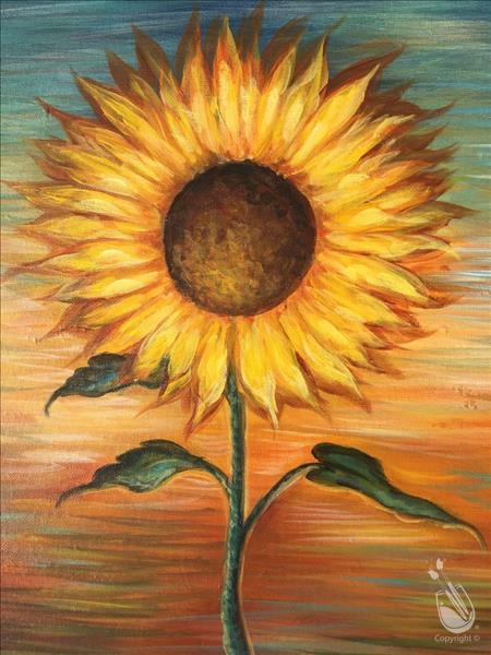 450x600 How To Paint Sunflower On Sunset - Sunflower Painting