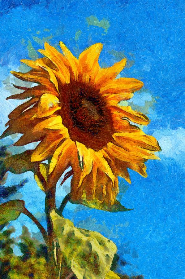 598x900 Painted Sunflower Digital Art By Scott Carruthers - Sunflower Painting