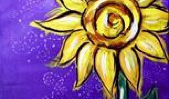571x333 Painting Circle Golden Sunflower - Sunflower Painting