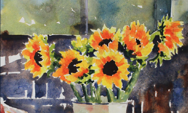 600x363 Watercolor Painting Techniques How To Paint Sunflowers - Sunflower Painting