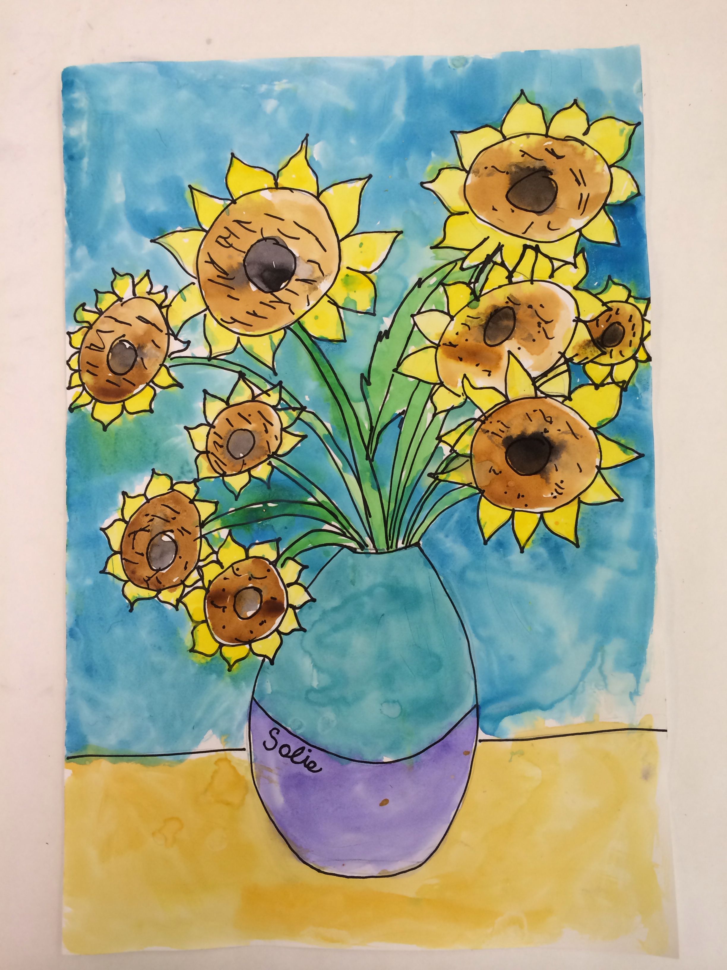 2448x3264 Van Gogh Sunflower Watercolor Art Project For Kids. Elementary - Sunflower Painting For Kids