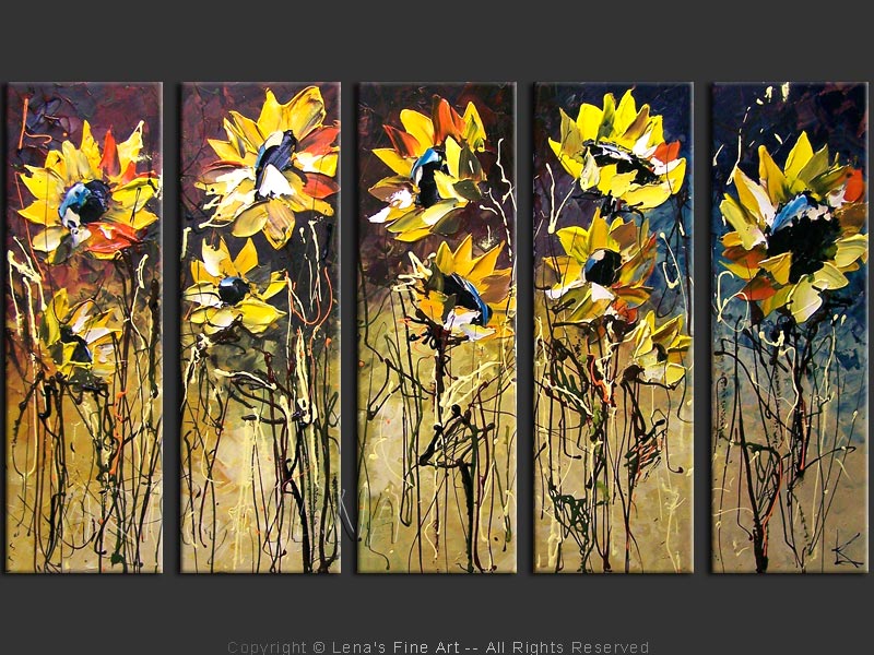 800x600 Roadside Sunflowers Art By Lena - Sunflower Painting Images