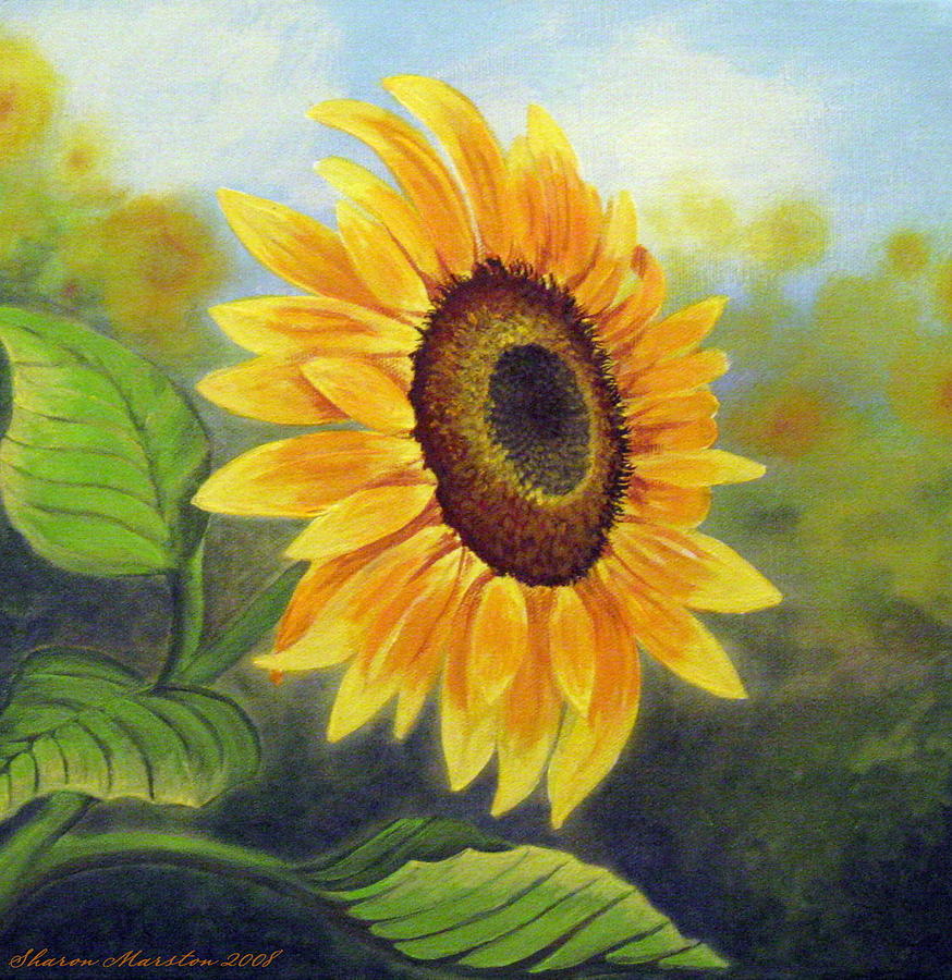 874x900 Sunflower Painting By Sharon Marcella Marston - Sunflower Painting Images