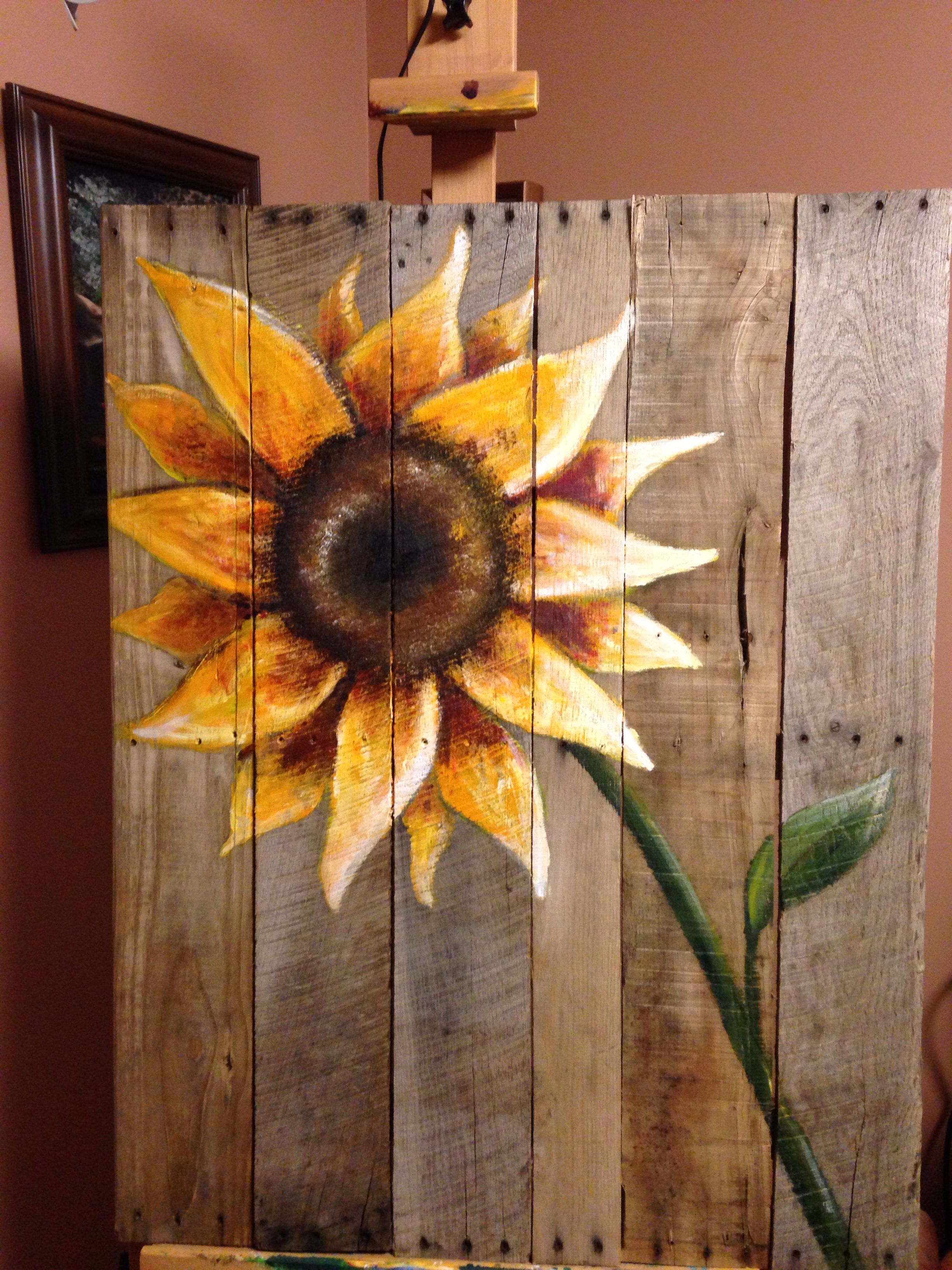 2448x3264 Reclaimed Pallet Wood Is Perfect This Summery Sign - Sunflower Painting On Wood