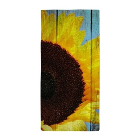 460x460 Sunflower Beach Towels - Sunflower Painting On Wood