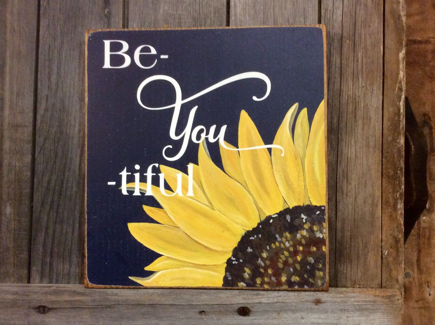 1500x1120 Be You Tiful Sunflower Painted Wood Sign, Hand Painted , Floral - Sunflower Painting On Wood