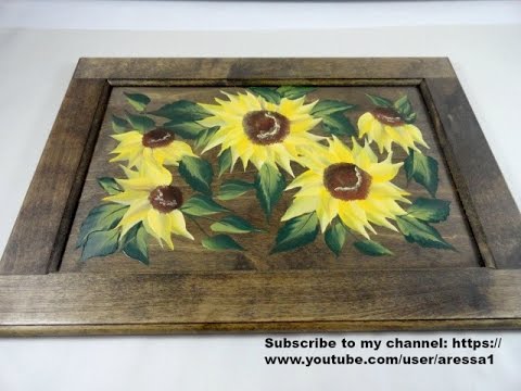 480x360 Sunflower Painting Serving Tray Video - Sunflower Painting On Wood