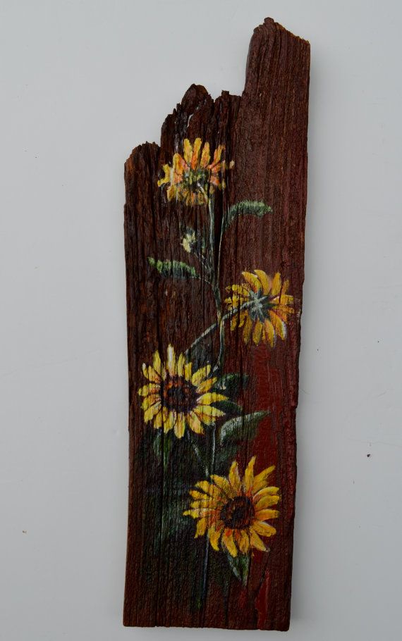 570x910 Sunflowers Painted On Barn Wood Barn Wood - Sunflower Painting On Wood